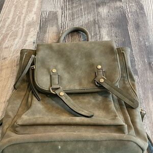 Olive Green Leather Backpack